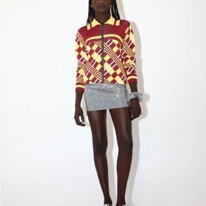 Nwt Dodo Bar Or Lina Mini Skirt silver disco US 4